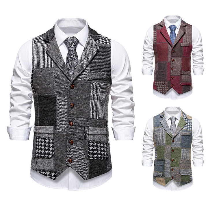 Men's elegant waistcoat in patchwork design Lisslune