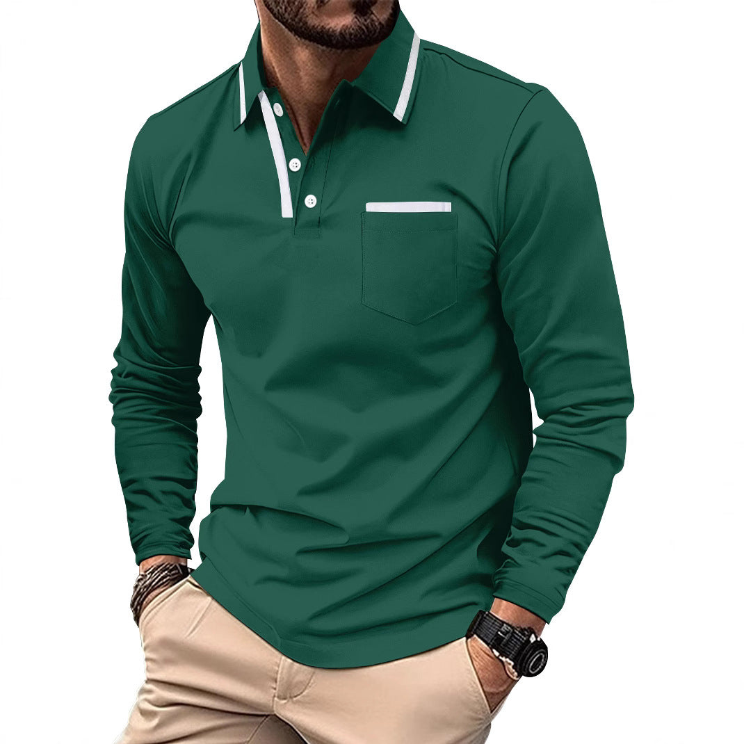 Men's Long Sleeve Polo Shirt with Modern Design Lisslune
