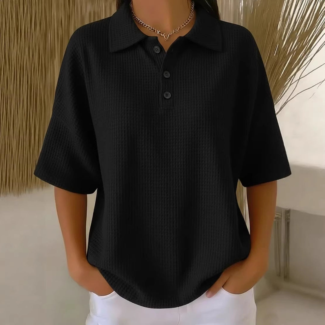 Ladies sporty polo shirt made of waffle piqué Lisslune