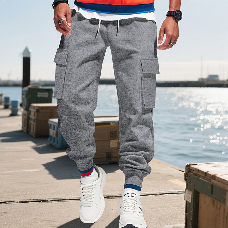 Men's cargo pants with elastic waistband and practical side pockets Lisslune