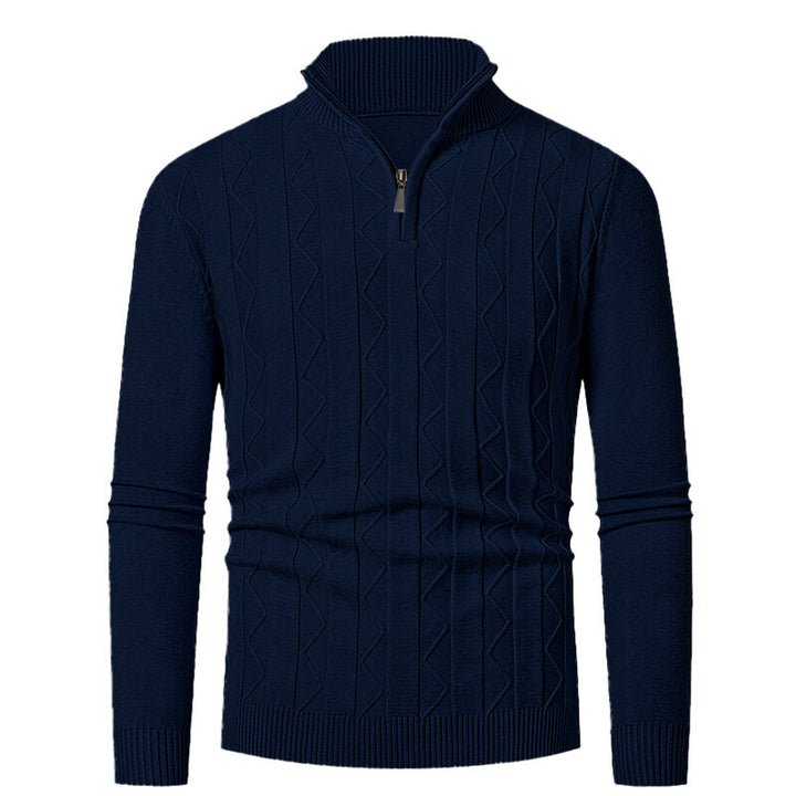 Men's knit sweater with stylish zipper and cable pattern Lisslune