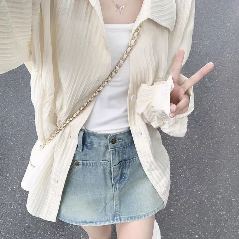 Women casual long sleeve blouse with textured fabric and stylish accents Lisslune