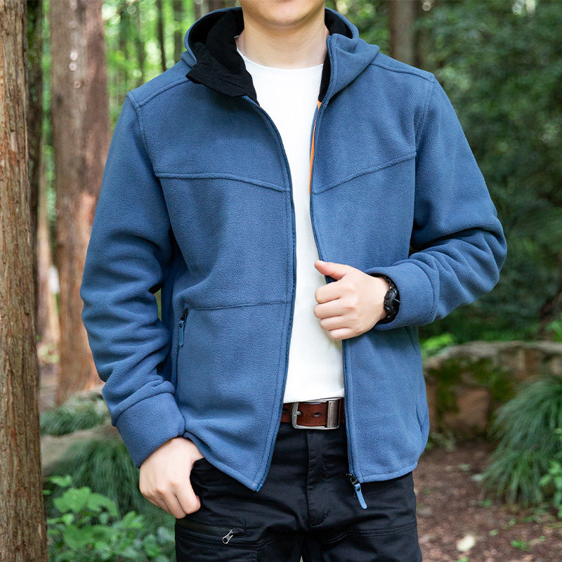 Men's Fleece Jacket with Practical Zipper and Hood Lisslune