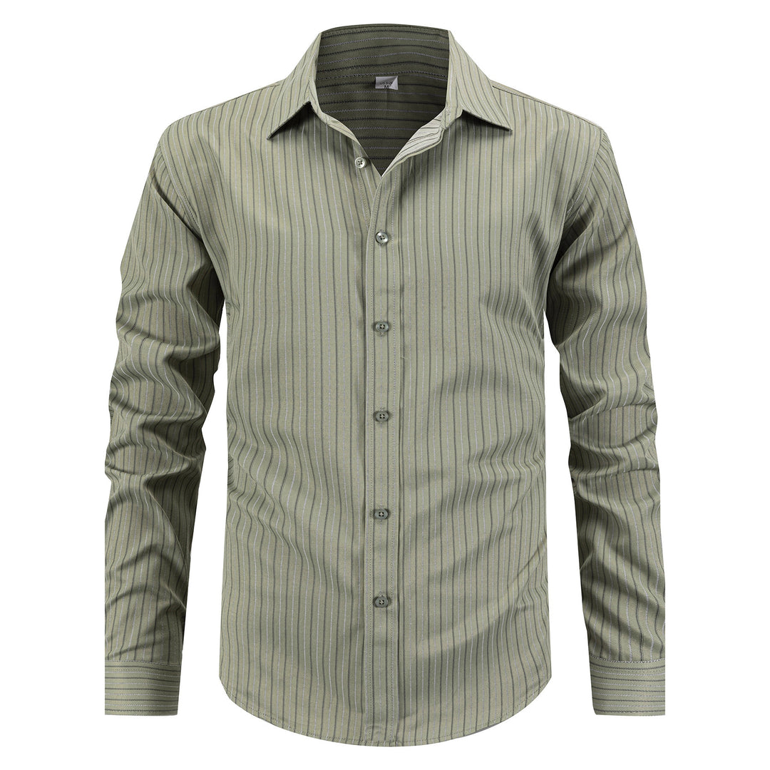 Men's stylish long-sleeved shirt with fine striped pattern and comfortable fit Lisslune