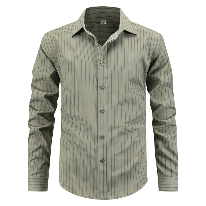 Men's stylish long-sleeved shirt with fine striped pattern and comfortable fit Lisslune