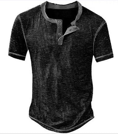 Men's short-sleeve shirt with innovative structural design and fashionable accents Lisslune