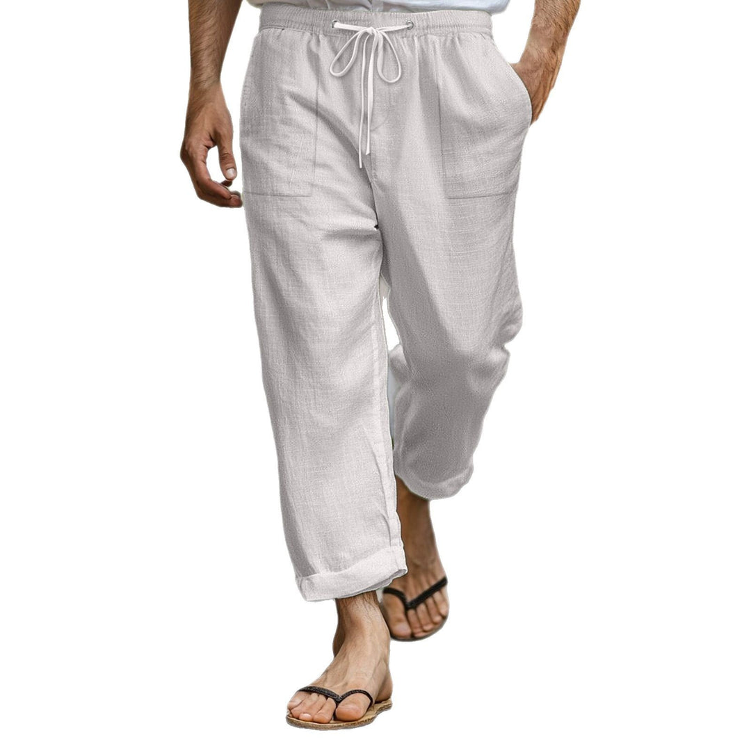 Men's airy linen pants with elastic drawstring and practical side pockets Lisslune