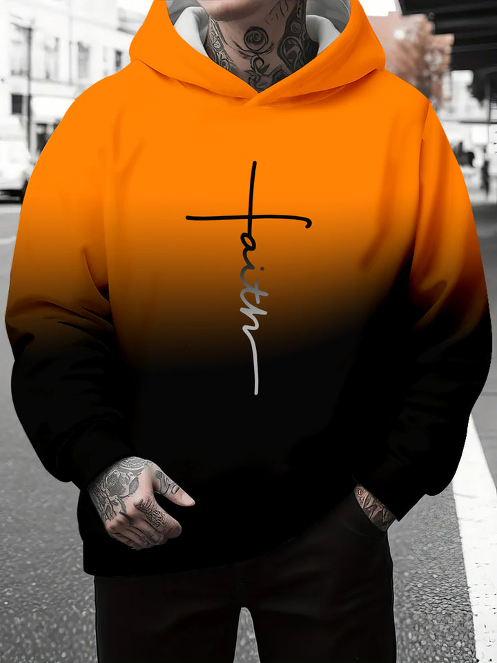 Men's hoodie with subtle gradient look and inspiring lettering Lisslune