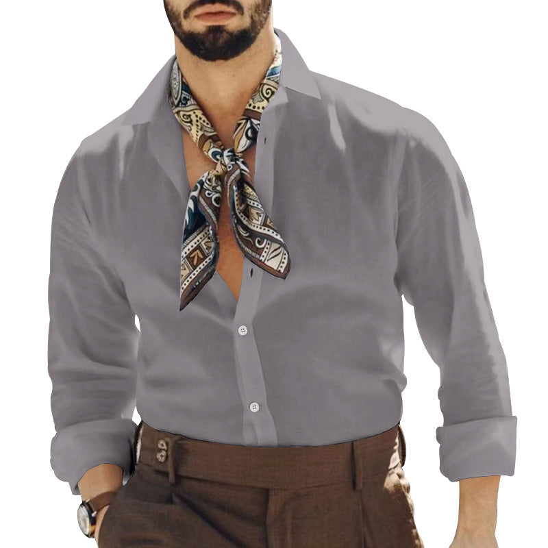 Men's shirt with fashionable cut and elegant scarf Lisslune