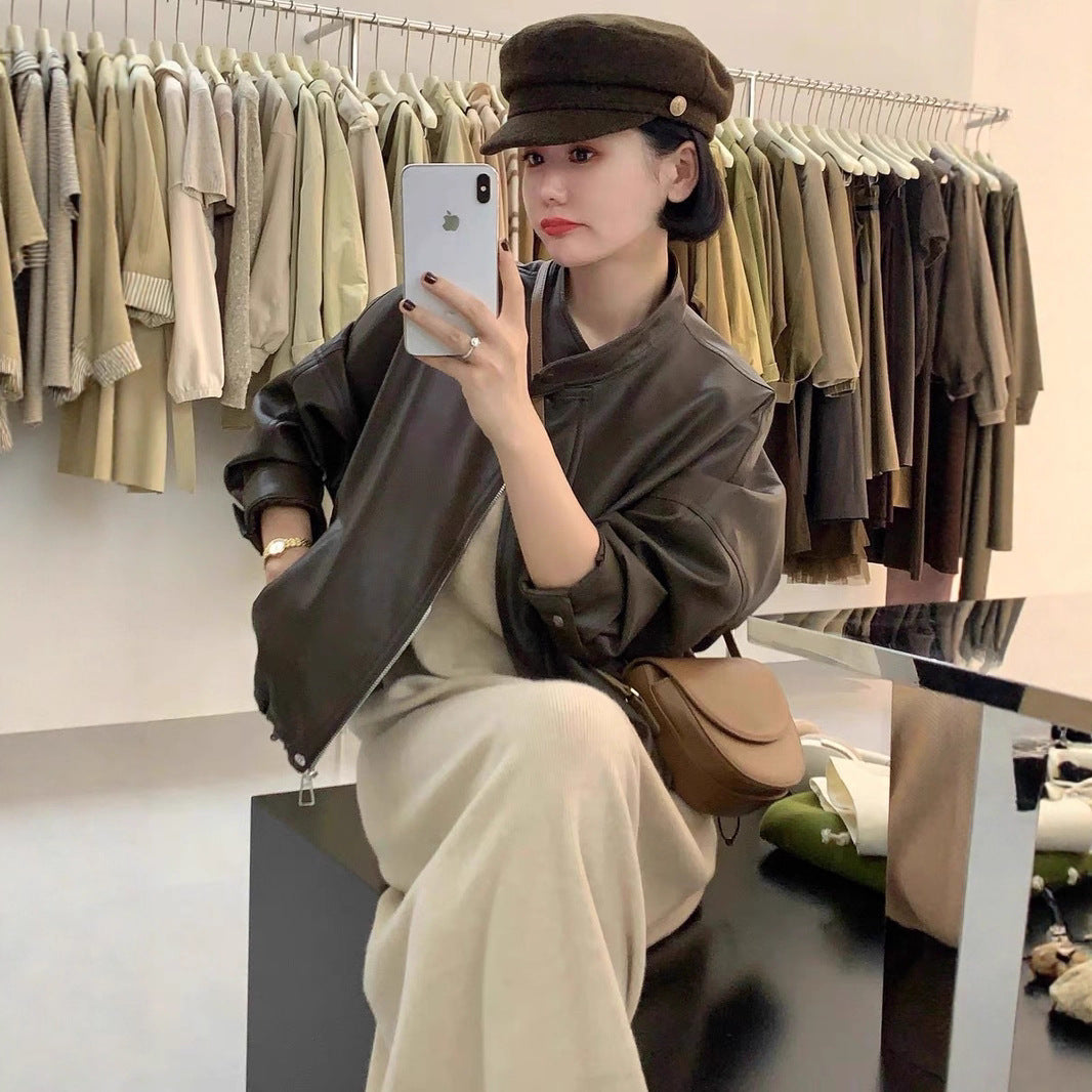 Women's Fashion Bomber Jacket made of high-quality Synthetic Leather Lisslune