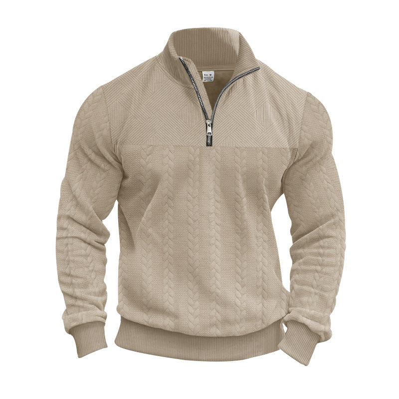 Men's knitted pullover with zipper and modern cable design Lisslune