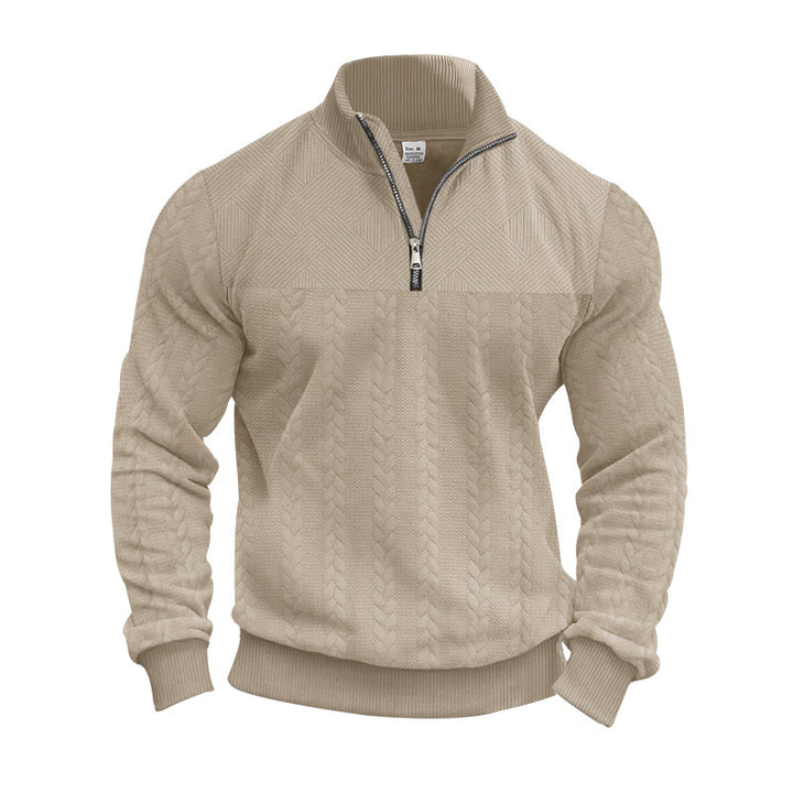 Men's knitted pullover with zipper and modern cable design Lisslune
