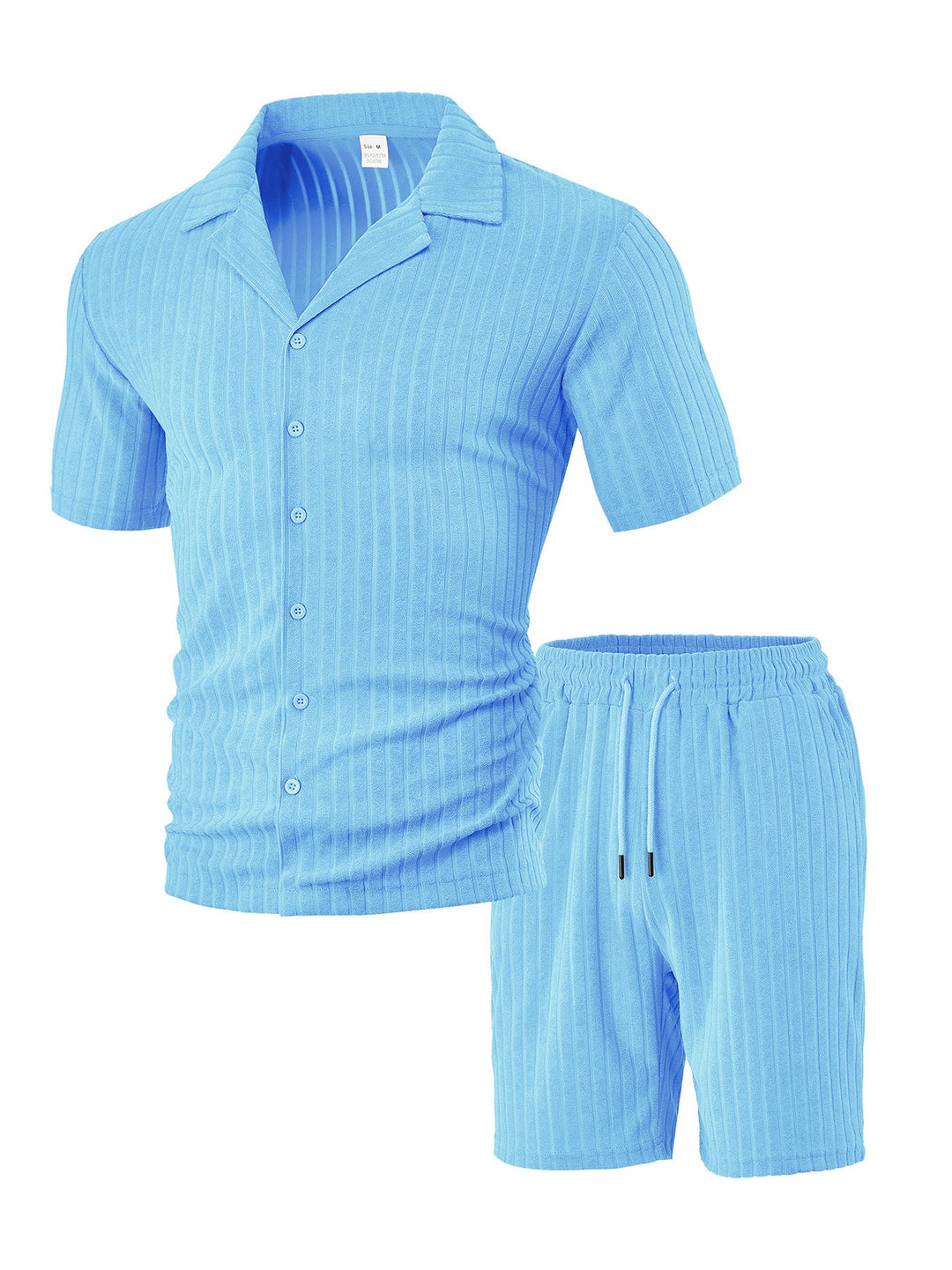 Men's Casual Short Sleeve Top and Shorts Set with Textured Design Lisslune