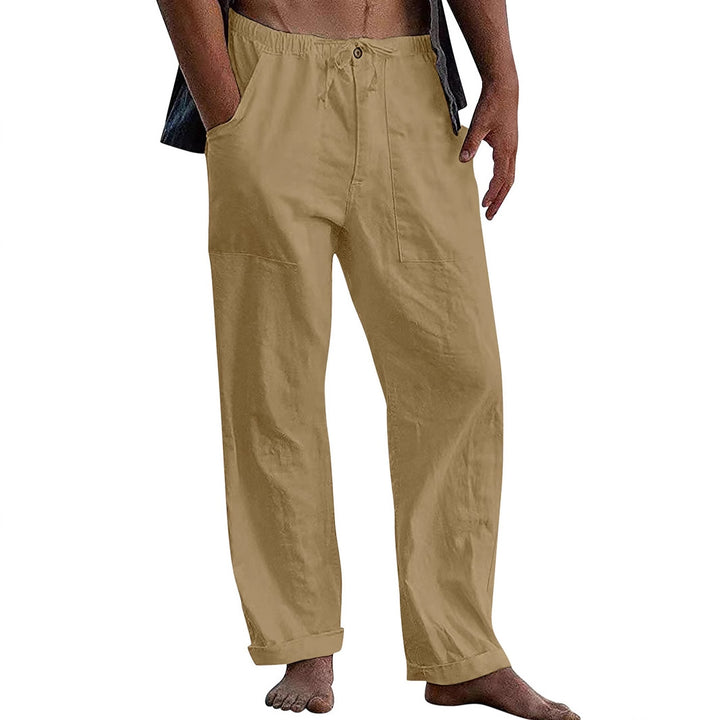 Men's Loose Linen Pants with Elastic Waistband and Versatile Pockets Lisslune