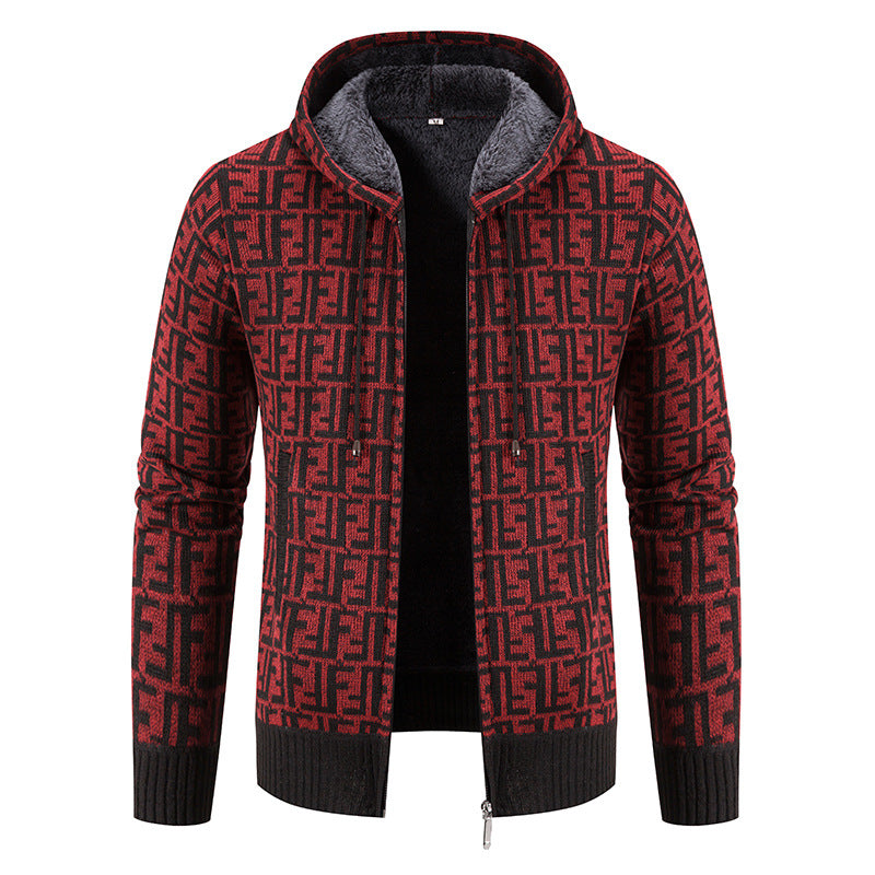 Men's High-Quality Cardigan with Modern Pattern and Hood Lisslune