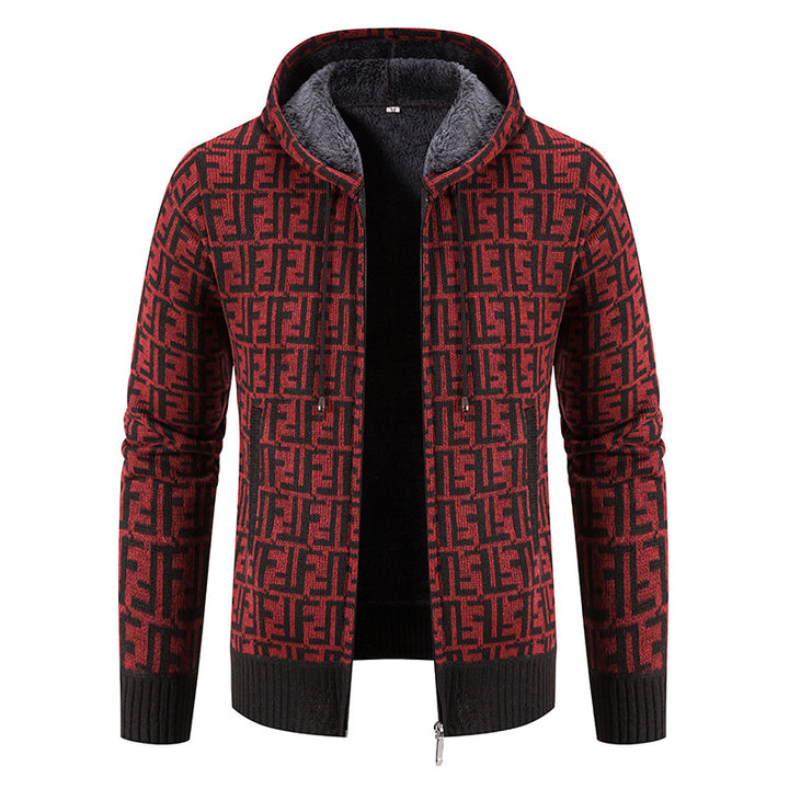 Men's High-Quality Cardigan with Modern Pattern and Hood Lisslune