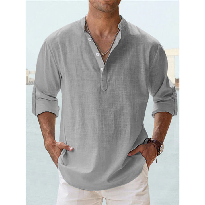 Men's Long Sleeve Henley Shirt with Casual Button Closure and High Quality Cotton Lisslune