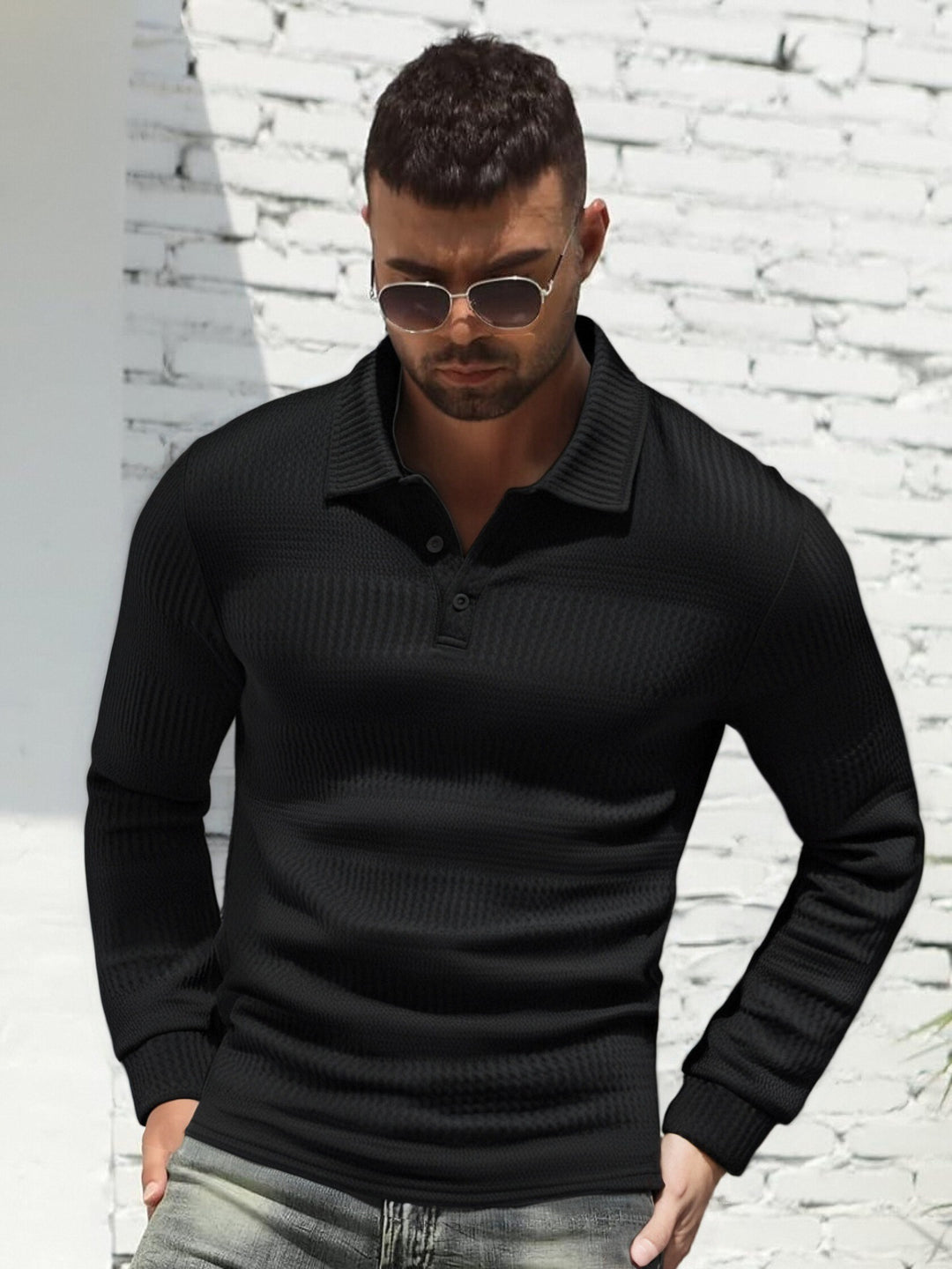 Men's Long Sleeve Polo Shirt Lisslune