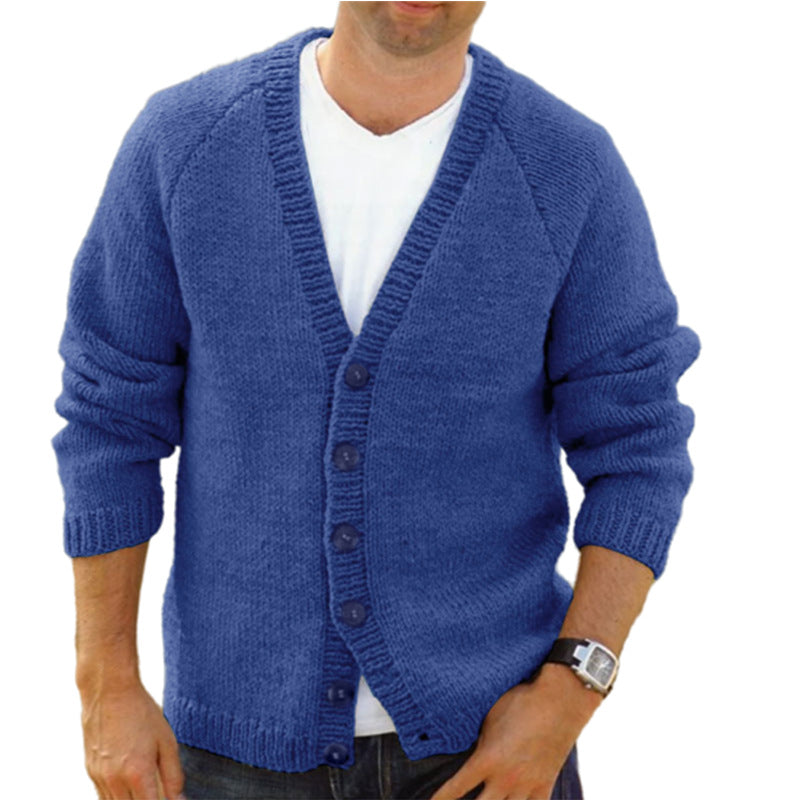 Men's cozy knitted cardigan with deep V-neck and button details Lisslune