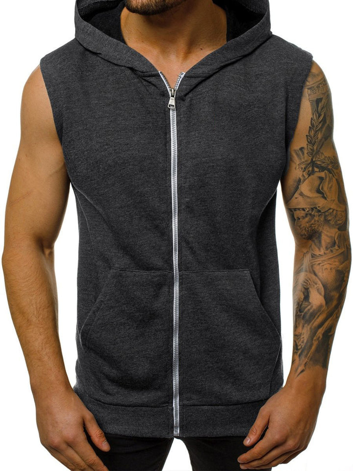 Men's sleeveless hoodie with full zip and practical pockets Lisslune