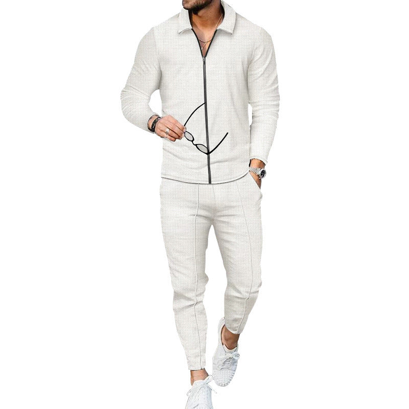 Men's breathable sports set with zipper and elastic waistband Lisslune