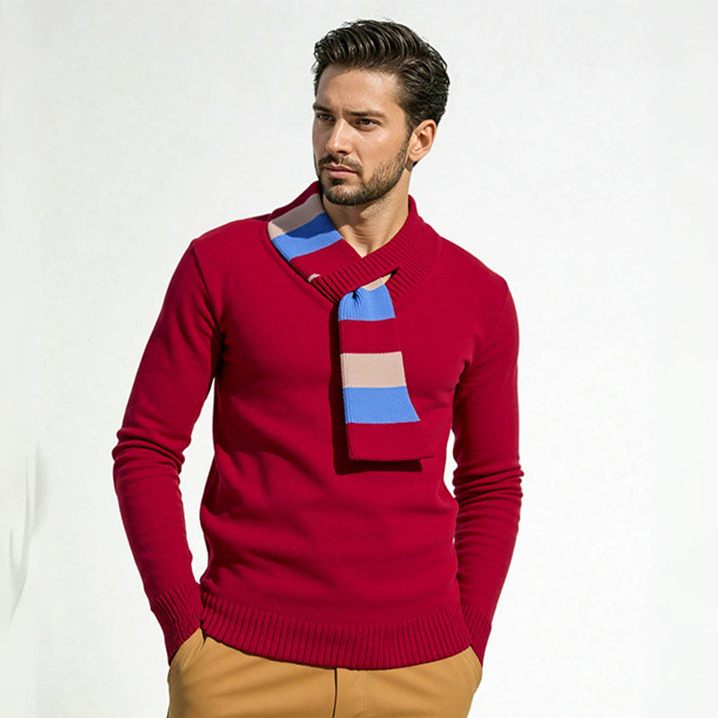 Men's elegant sweater with modern V-neck and fine ribbed details Lisslune