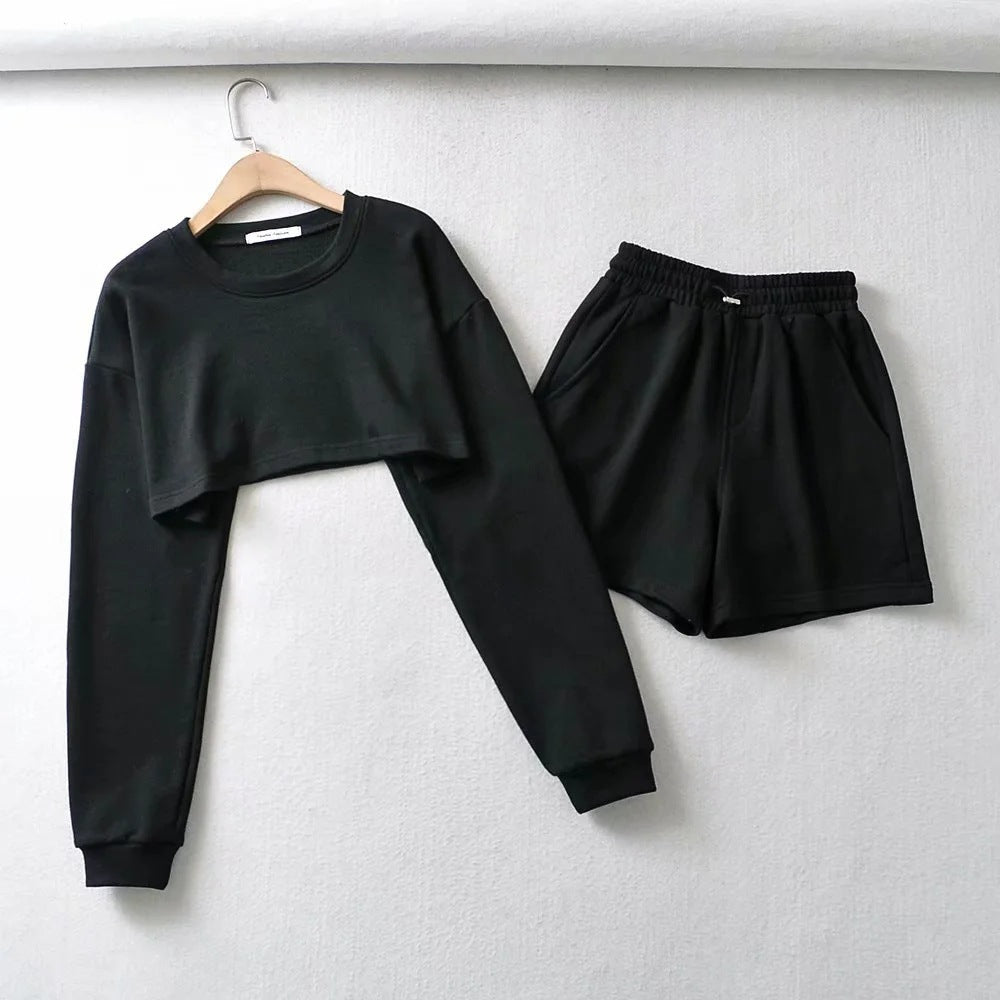 Women's casual crop top and shorts set Lisslune