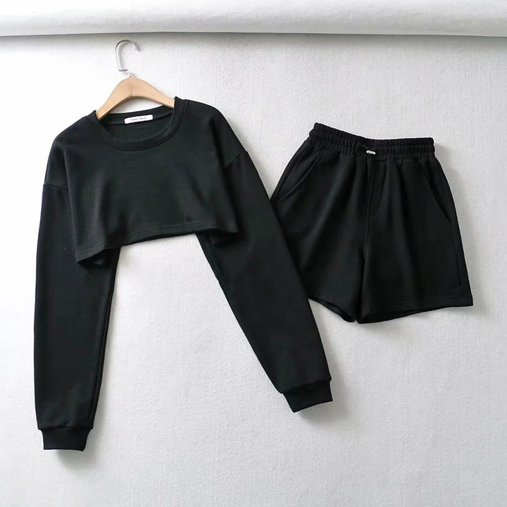 Women's casual crop top and shorts set Lisslune
