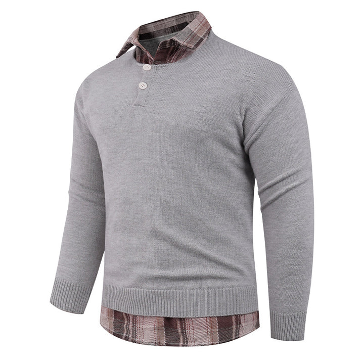 Men's sweater with integrated shirt collar and button details Lisslune