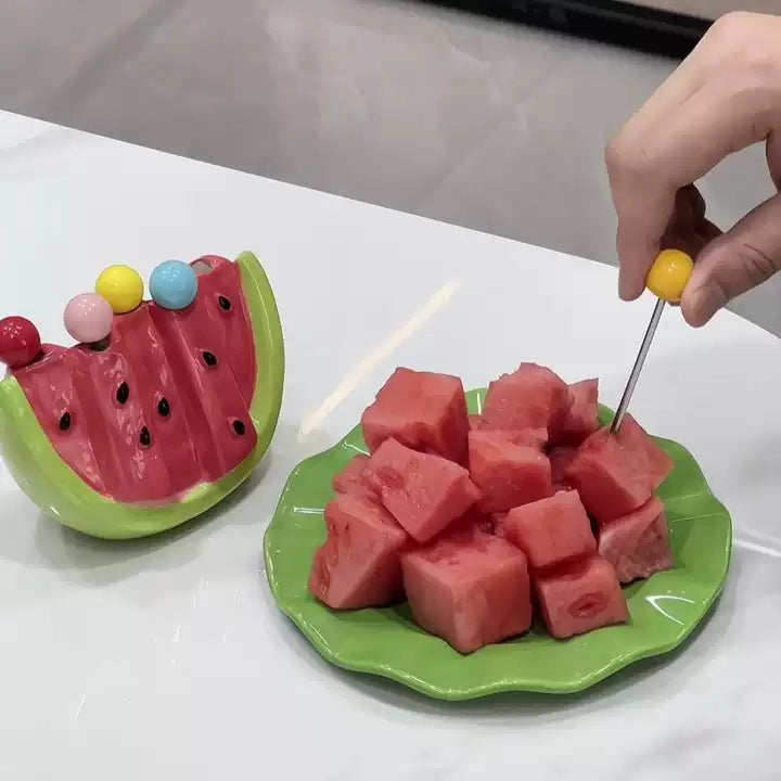 Lisslune | Watermelon Fruit Bite Sticks Fork Set