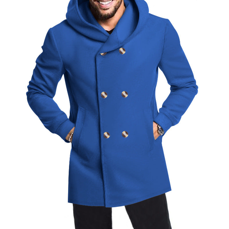 Men's Stylish Double-Breasted Jacket with Hood Lisslune