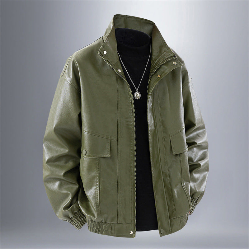 Men's Lightweight Synthetic Leather Jacket In Casual Style Lisslune