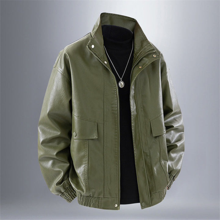 Men's Lightweight Synthetic Leather Jacket In Casual Style Lisslune