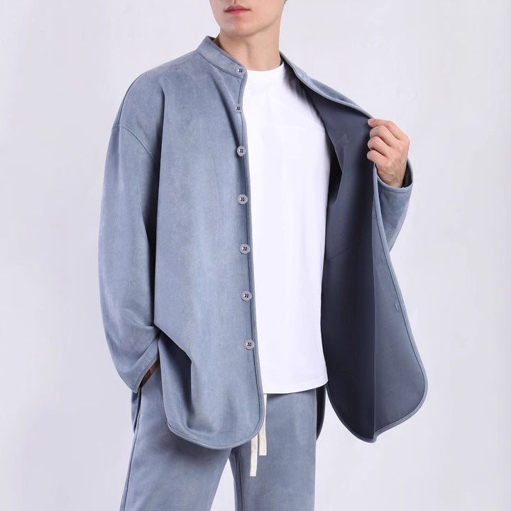 Men's fashionable overshirt jacket with practical chest pocket and modern stand-up collar Lisslune