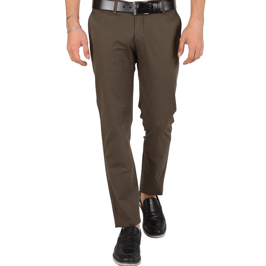 Men's Classic Chino Pants with Slim Fit and Elastic Waistband Lisslune