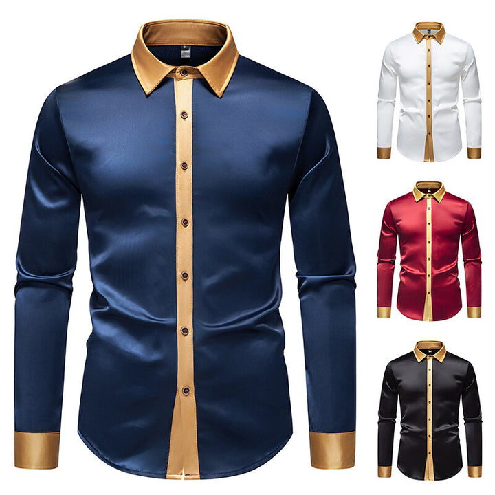Men's Elegant Long Sleeve Shirt with Contrasting Collar and Button Details Lisslune