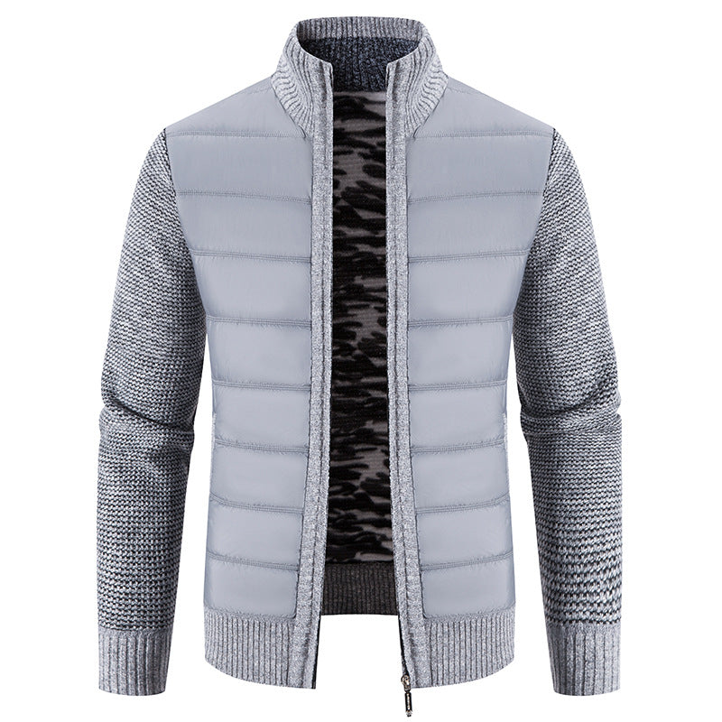 Men's quilted jacket with fashionable knit sleeves Lisslune