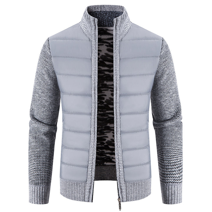 Men's quilted jacket with fashionable knit sleeves Lisslune