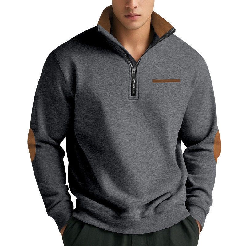 Men's High-Quality Sweatshirt with Stand-Up Collar and Zipper Lisslune