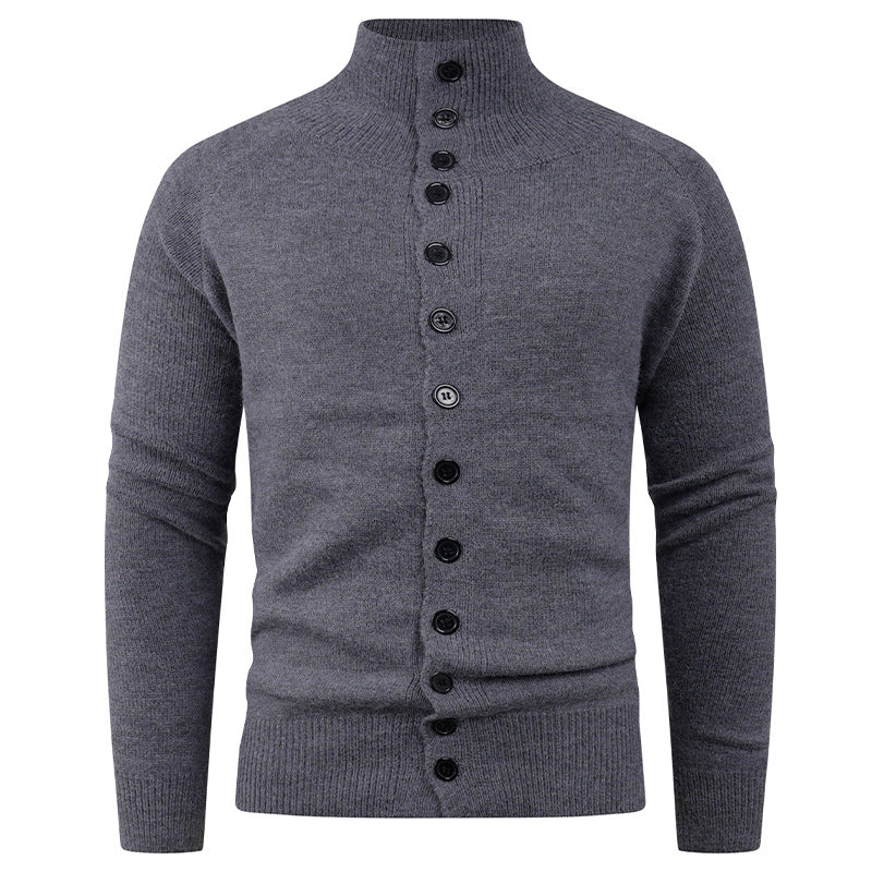 Men's cardigan with modern stand-up collar and button closure Lisslune
