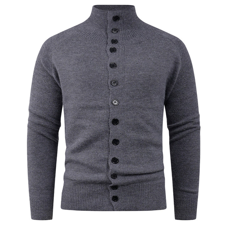 Men's cardigan with modern stand-up collar and button closure Lisslune
