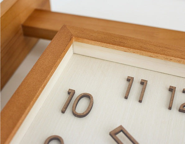 Lisslune | Wall-Corner-Two-Sided Wood-Analog-Clock