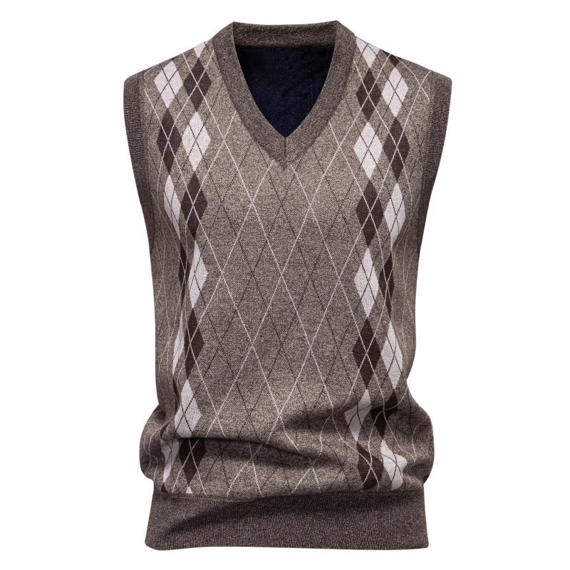 Men's sleeveless knitted vest with modern diamond pattern Lisslune