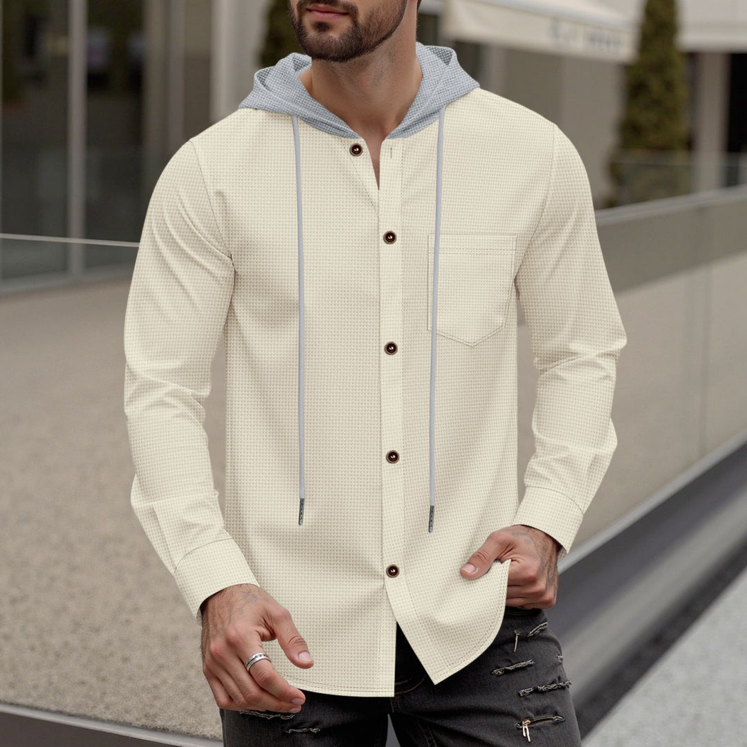 Men's stylish hoodie shirt with button placket and practical chest pocket Lisslune