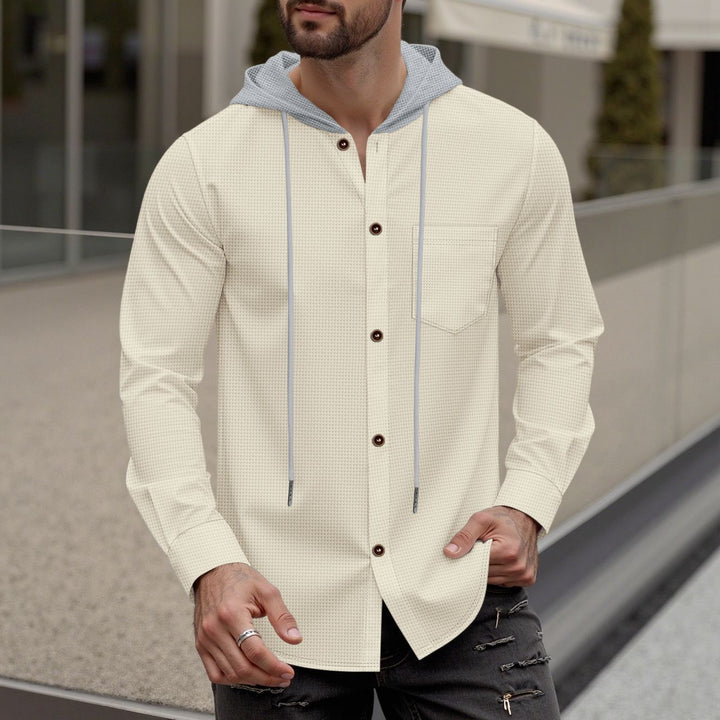 Men's stylish hoodie shirt with button placket and practical chest pocket Lisslune