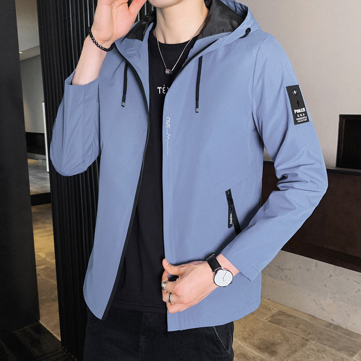 Men's lightweight transitional jacket with adjustable hood and breathable qualities Lisslune