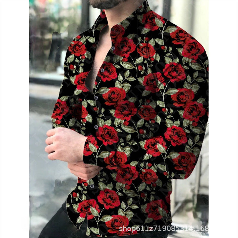 Men's long-sleeve shirt with floral print and elegant cut Lisslune