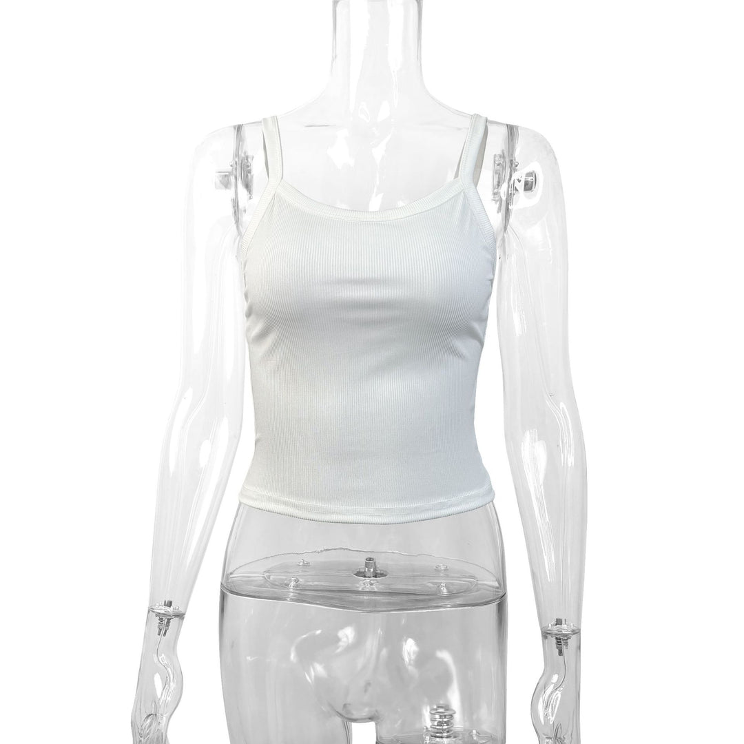 Damen Basic Tops mit verstellbaren Trägern und figurbetontem Schnitt Lisslune