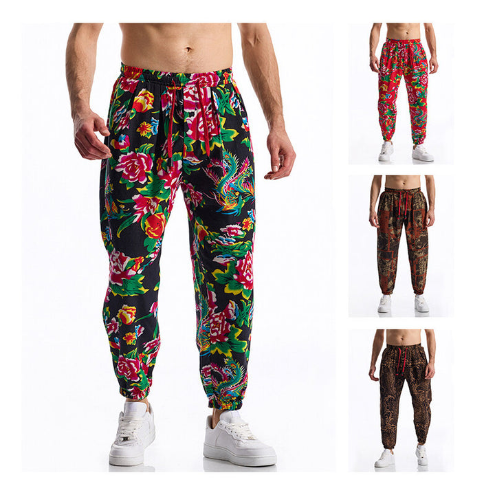 Men's leisure pants with floral design Lisslune