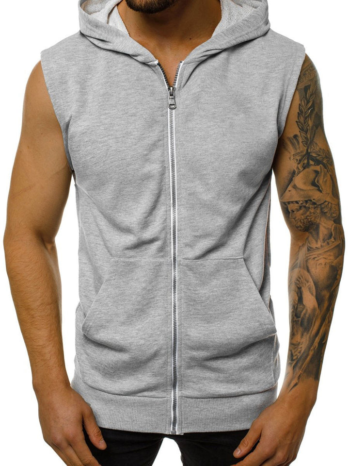 Men's sleeveless hoodie with full zip and practical pockets Lisslune